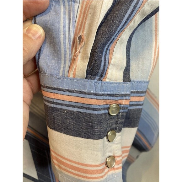 Wrangler Men's Pearl Snap Western Shirt-16x34-Blue-White Striped - Picture 4 of 10